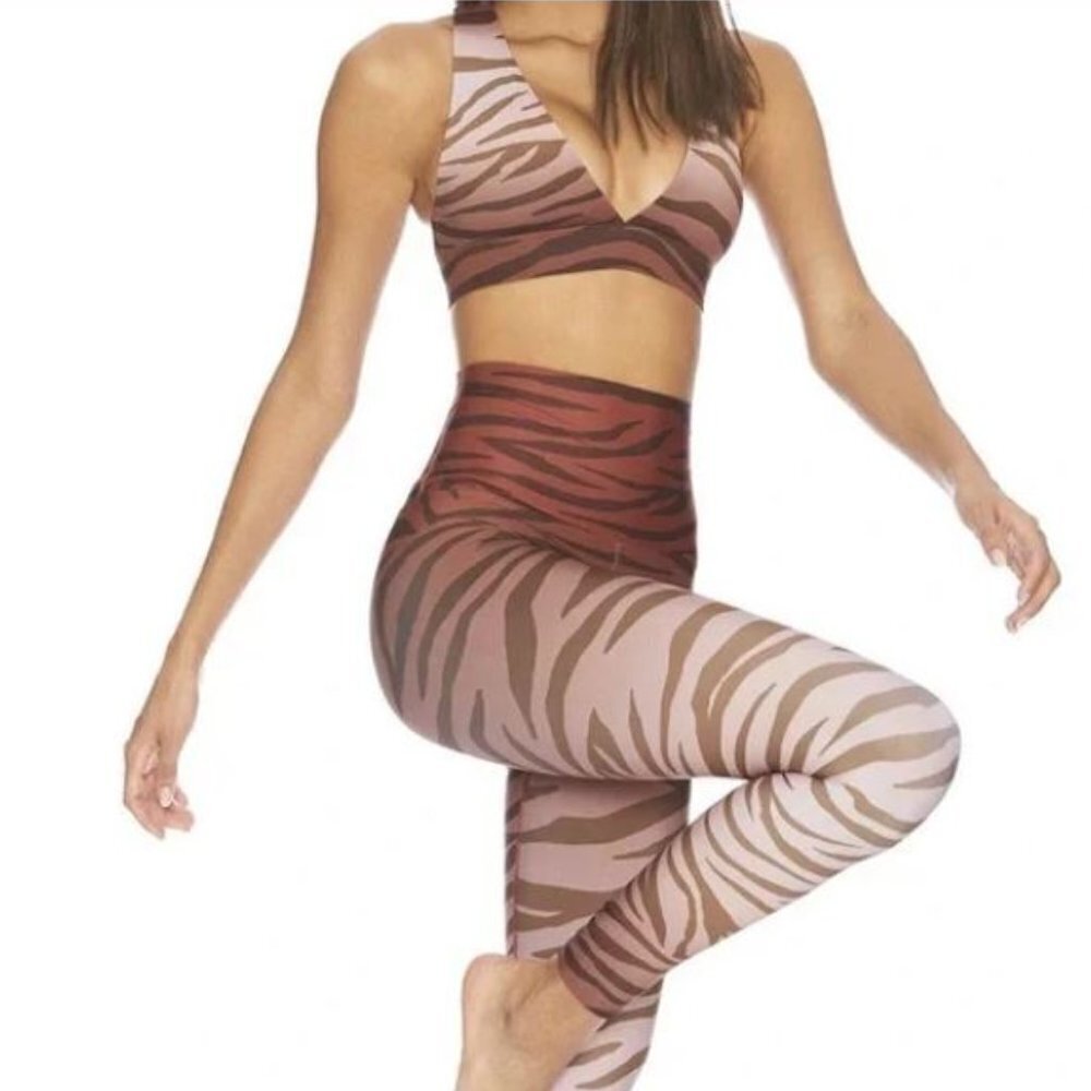 Beach Riot Pink and Brown Zebra Leggings - Picture 2 of 16